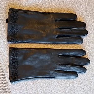 Ann Taylor Loft Black Leather Gloves